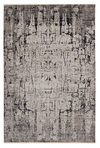 5' X 8' Ivory And Gray Abstract Distressed Area Rug