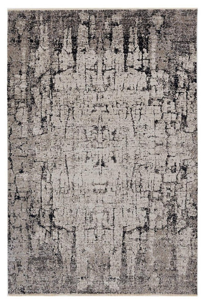 4' X 6' Ivory And Gray Abstract Distressed Area Rug