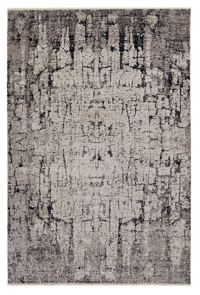 5' X 8' Ivory And Gray Abstract Distressed Area Rug