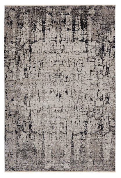 5' X 8' Ivory And Gray Abstract Distressed Area Rug