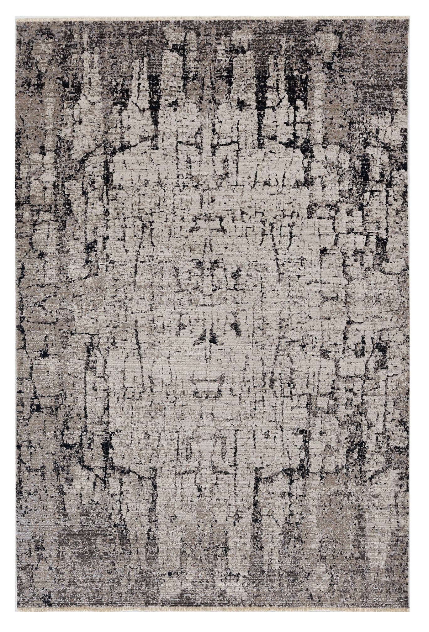 5' X 8' Ivory And Gray Abstract Distressed Area Rug