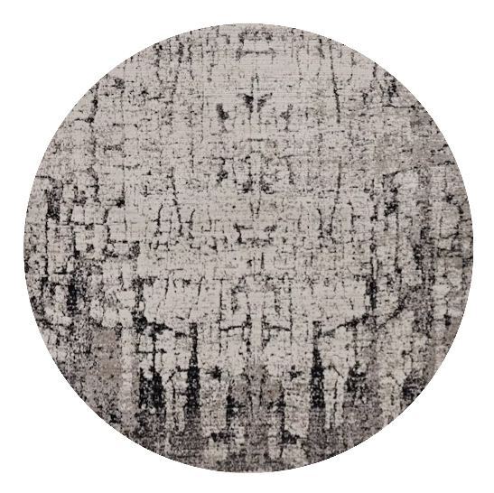 8' Gray and Ivory Round Area Rug