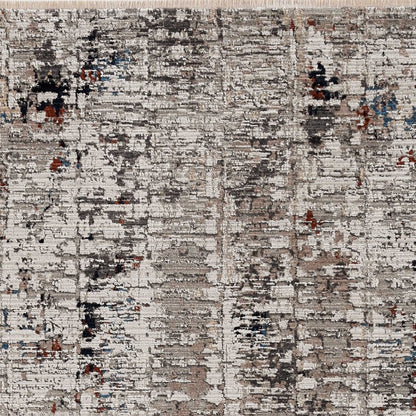 5' X 8' Beige And Gray Abstract Distressed Area Rug