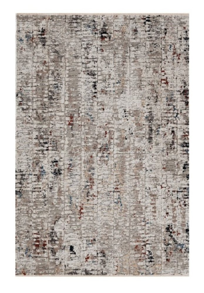5' X 8' Beige And Gray Abstract Distressed Area Rug