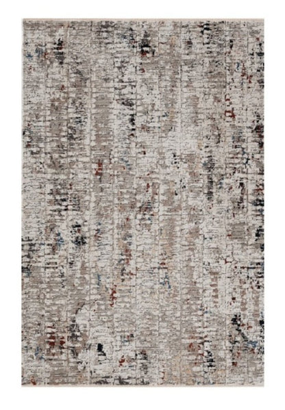 5' X 8' Beige And Gray Abstract Distressed Area Rug