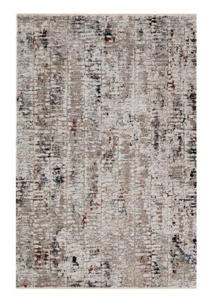 4' X 5' Beige And Gray Abstract Distressed Area Rug