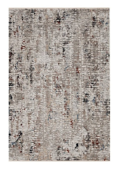 5' X 8' Beige And Gray Abstract Distressed Area Rug