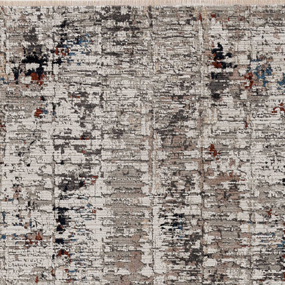 5' X 8' Beige And Gray Abstract Distressed Area Rug