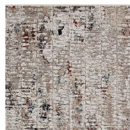 5' X 8' Beige And Gray Abstract Distressed Area Rug