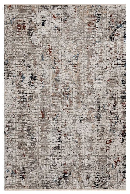 5' X 8' Beige And Gray Abstract Distressed Area Rug