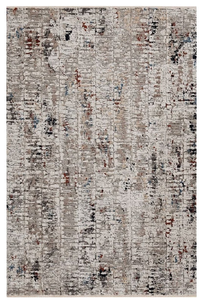 5' X 8' Beige And Gray Abstract Distressed Area Rug