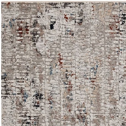 5' X 8' Beige And Gray Abstract Distressed Area Rug