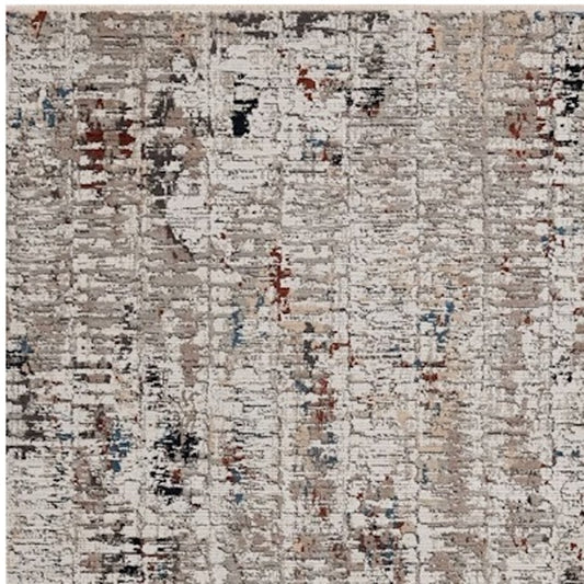 4' X 5' Beige Or Grey Abstract Area Rug