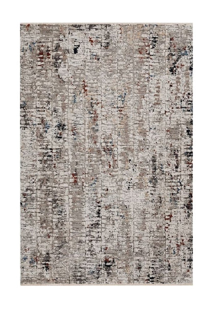 5' X 8' Beige And Gray Abstract Distressed Area Rug