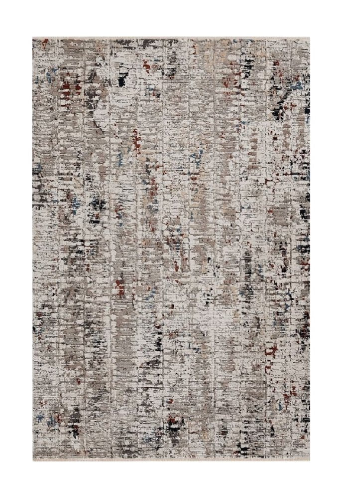 5' X 8' Beige And Gray Abstract Distressed Area Rug