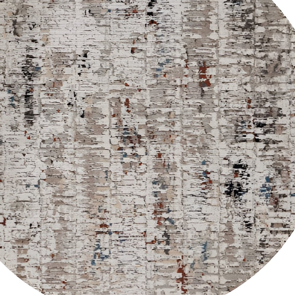 5' X 8' Beige And Gray Abstract Distressed Area Rug