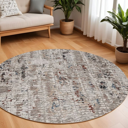 5' X 8' Beige And Gray Abstract Distressed Area Rug