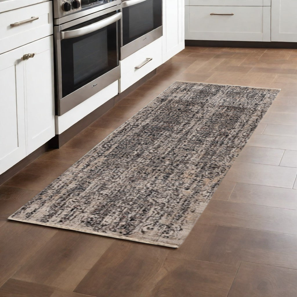 5' X 8' Grey Machine Woven Distressed Traditional Indoor Area Rug