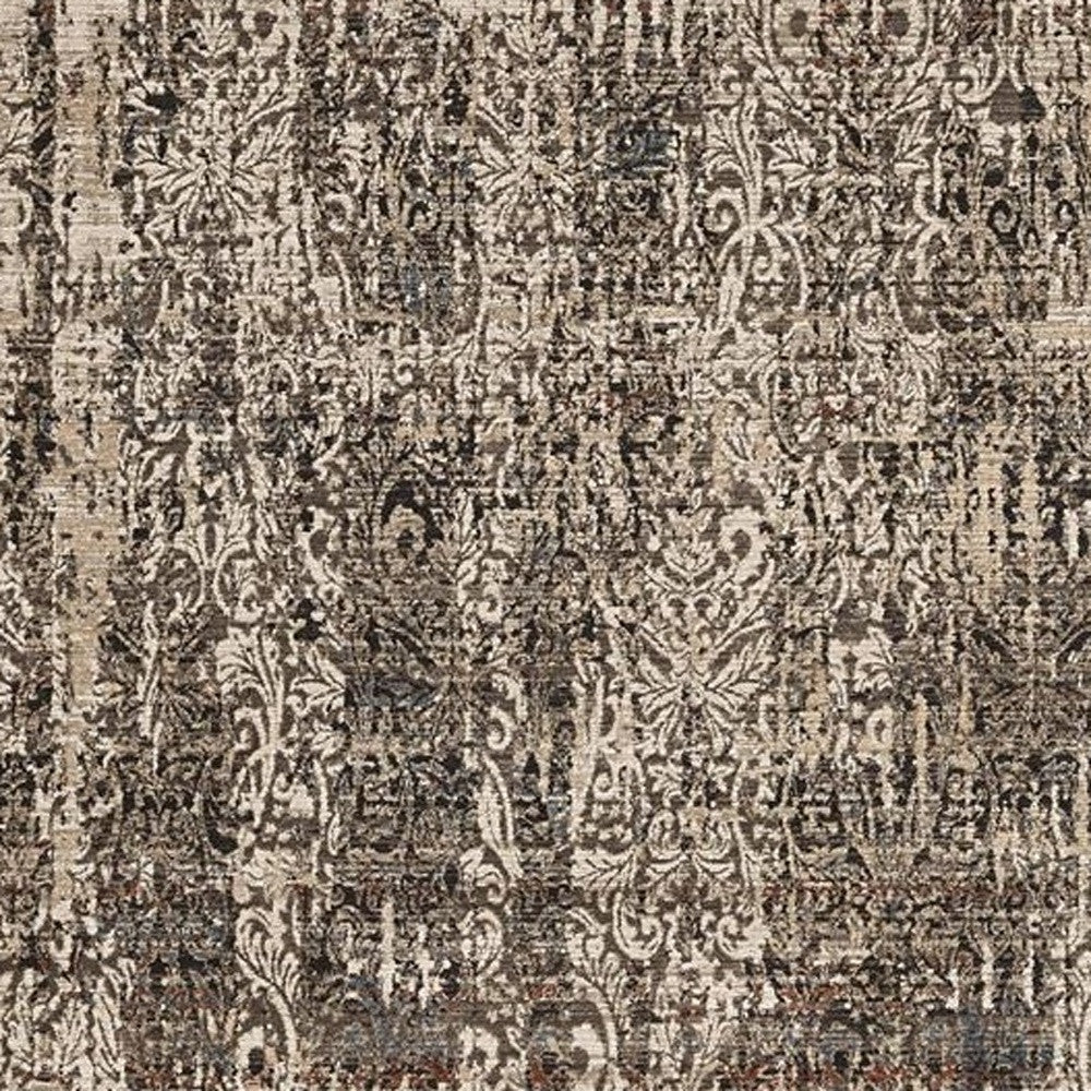 5' X 8' Grey Machine Woven Distressed Traditional Indoor Area Rug