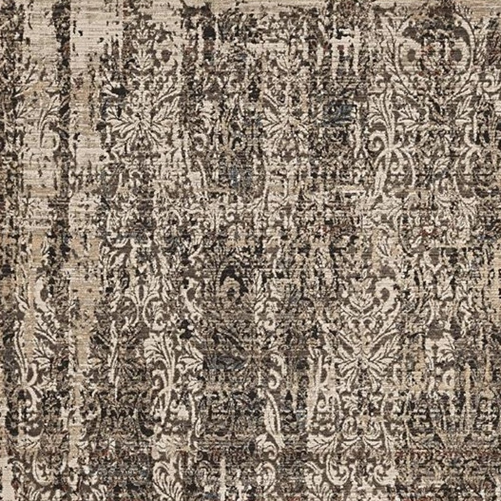 5' X 8' Grey Machine Woven Distressed Traditional Indoor Area Rug