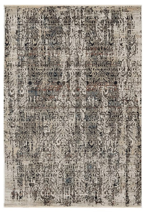 5' X 8' Grey Machine Woven Distressed Traditional Indoor Area Rug