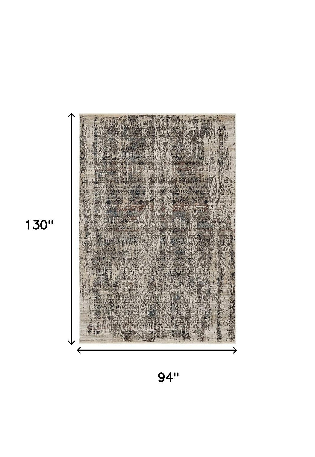 5' X 8' Grey Machine Woven Distressed Traditional Indoor Area Rug