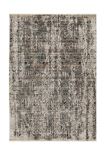 8' Gray And Tan Abstract Round Rug