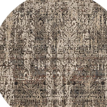 8' Gray And Tan Abstract Round Rug