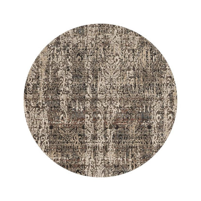8' Gray And Tan Abstract Round Rug