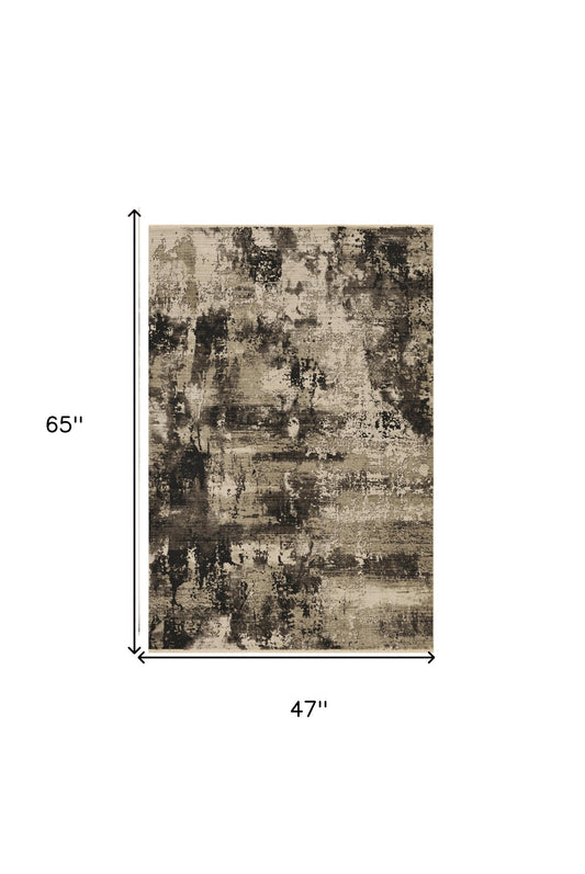 5' X 8' Ivory Or Charcoal Abstract Transitional Indoor Area Rug