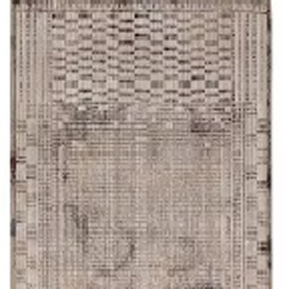 5' X 8' Natural Brown Machine Woven Abstract Lines Indoor Area Rug