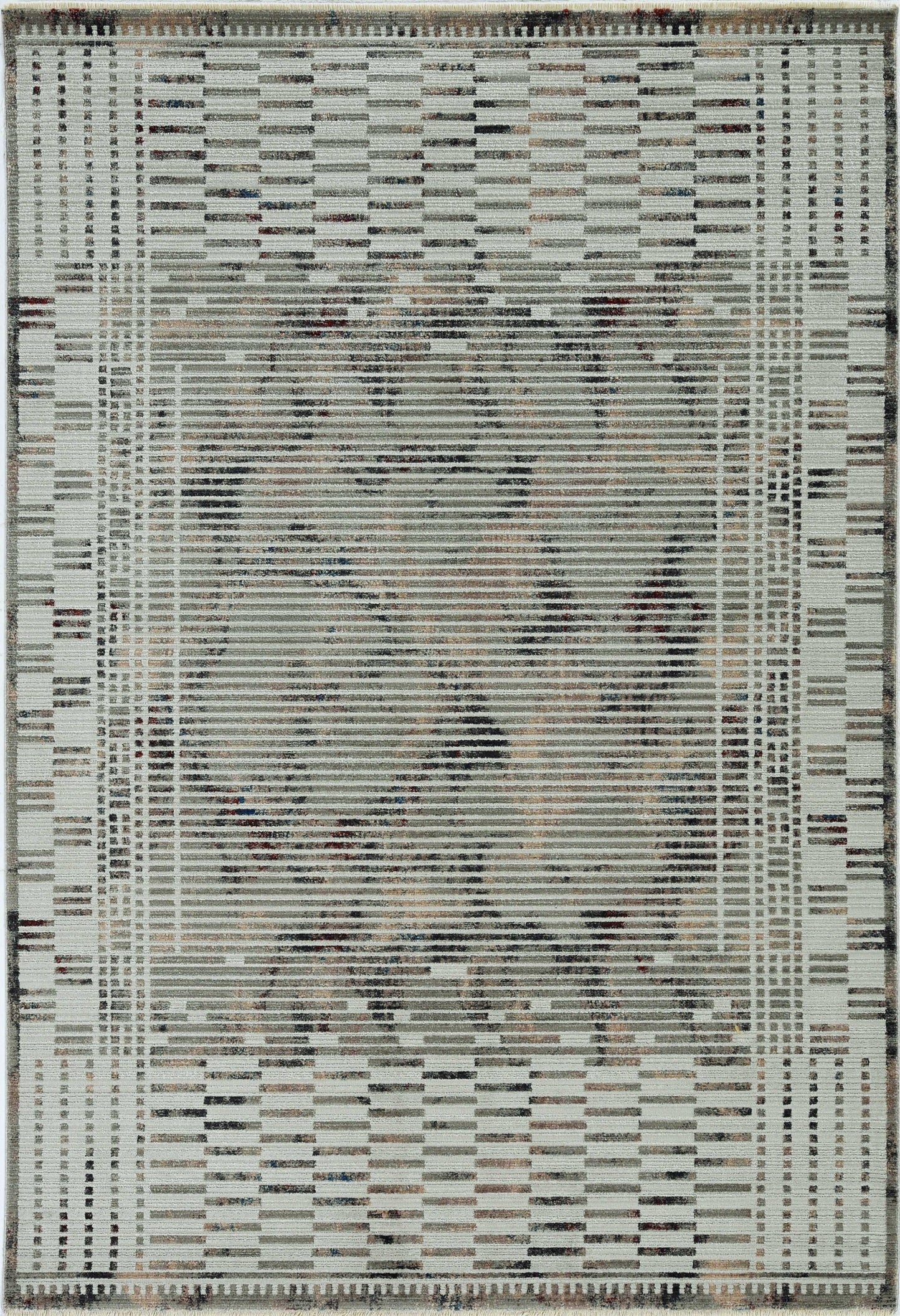 2' X 8' Natural Geometric Bars Runner Rug