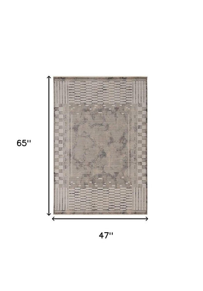 4' X 6' Beige And Brown Abstract Area Rug