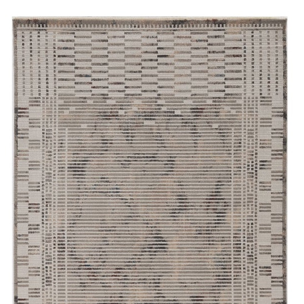 2' X 8' Natural Geometric Bars Runner Rug