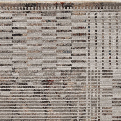 8' Beige And Brown Abstract Round Rug