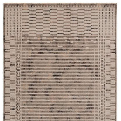 8' Beige And Brown Abstract Round Rug