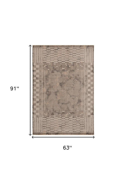 4' X 6' Beige And Brown Abstract Area Rug