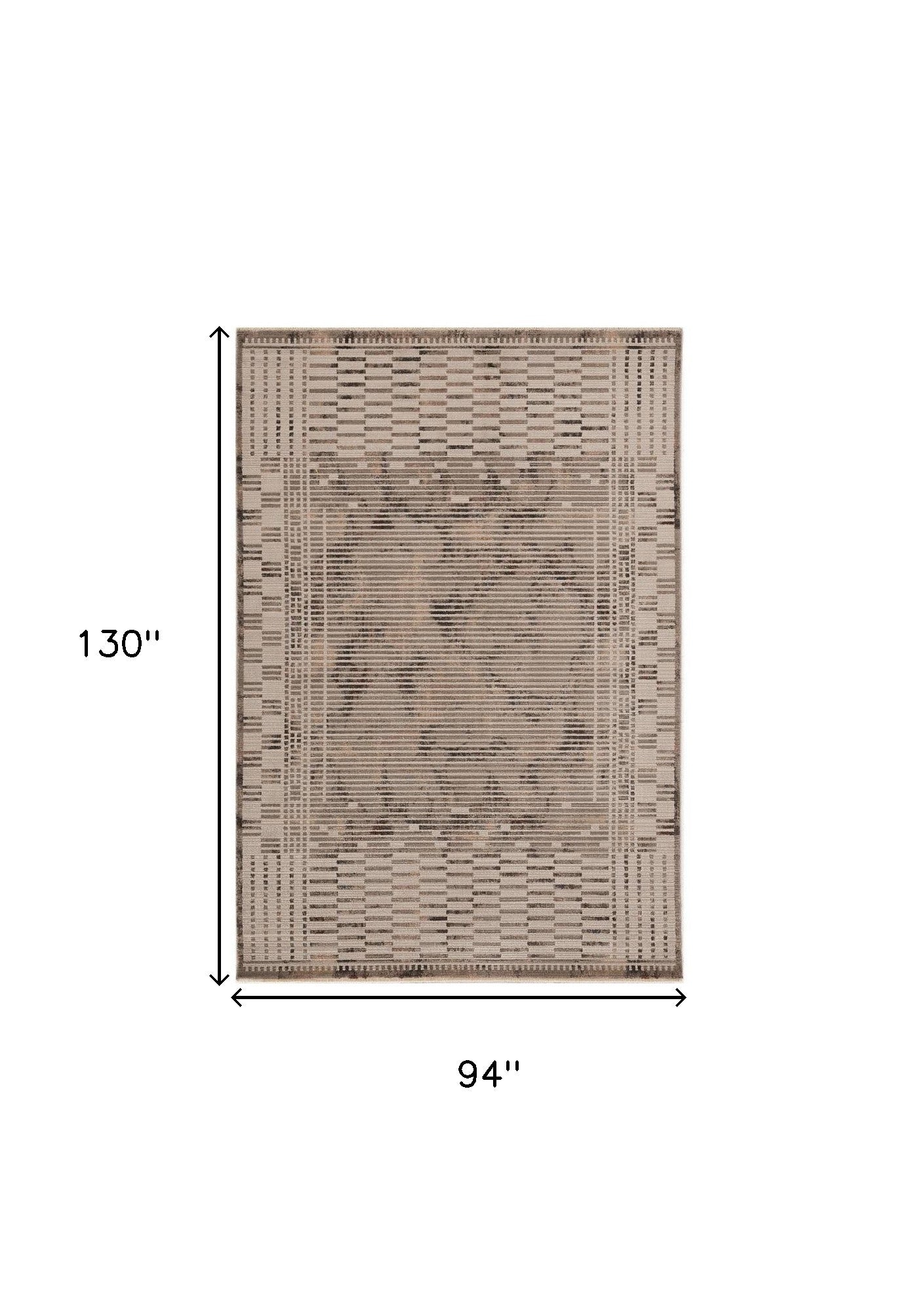 5' X 8' Natural Brown Machine Woven Abstract Lines Indoor Area Rug