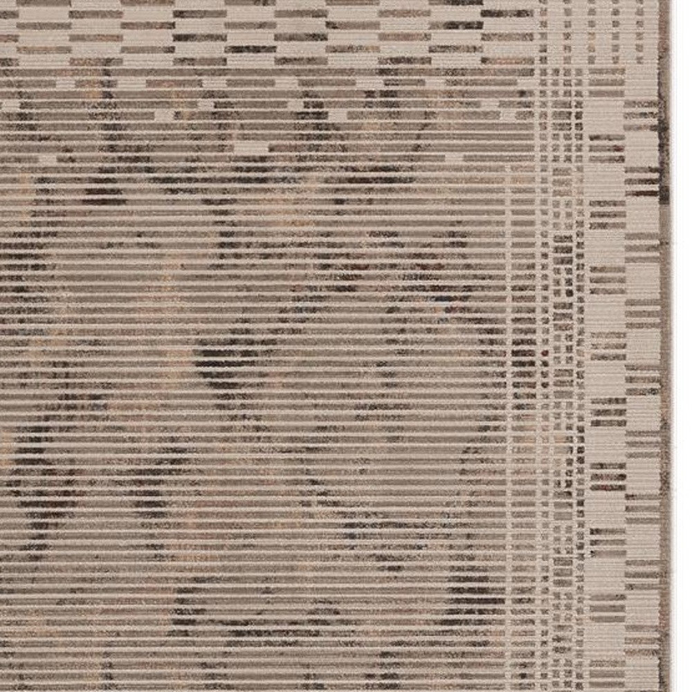 5' X 8' Natural Brown Machine Woven Abstract Lines Indoor Area Rug