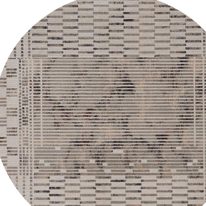 8' Beige And Brown Abstract Round Rug