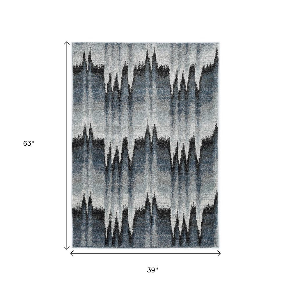3' X 5' Ivory Blue And Gray Abstract Area Rug
