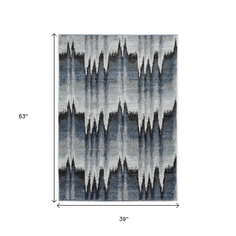 5' X 8' Ivory Blue And Gray Abstract Area Rug