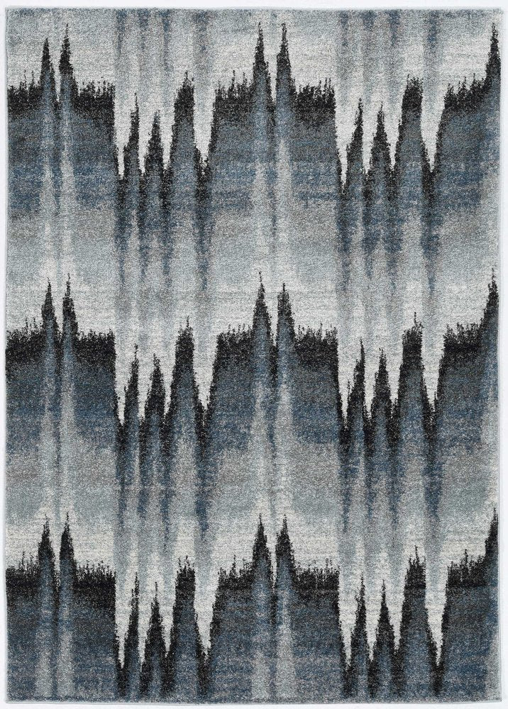 5' X 8' Ivory Blue And Gray Abstract Area Rug