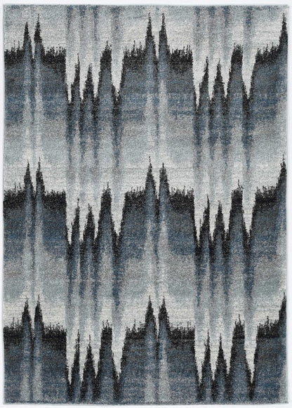 5' X 8' Ivory Blue And Gray Abstract Area Rug