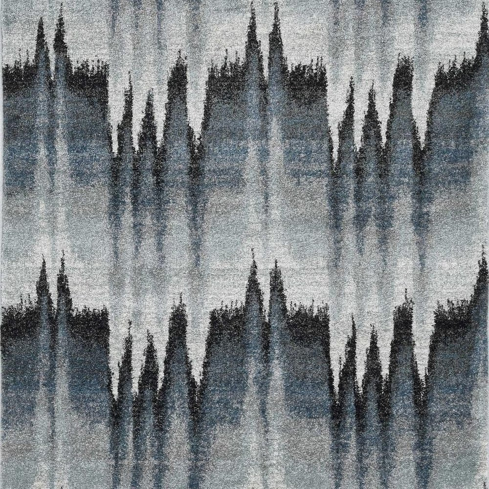 5' X 8' Ivory Blue And Gray Abstract Area Rug