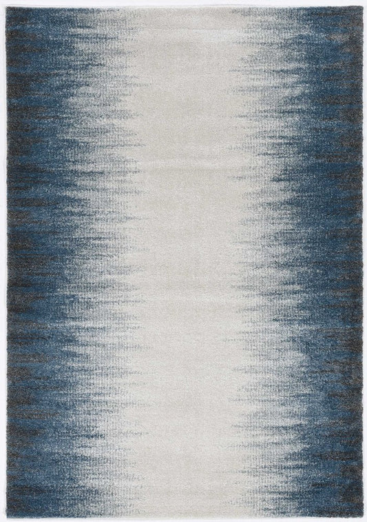 3' X 5' Ivory And Blue Abstract Area Rug
