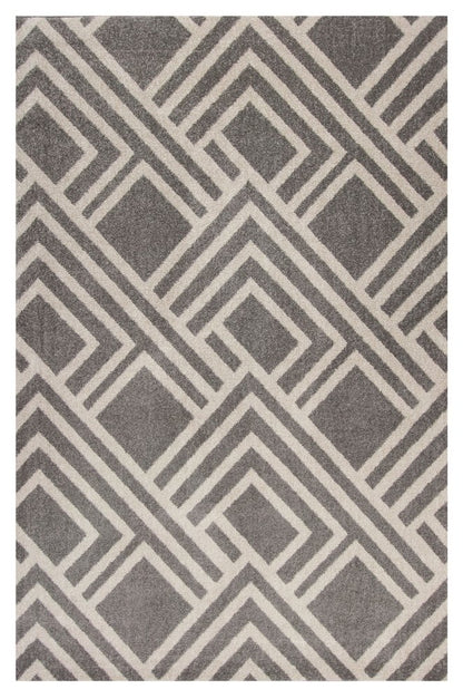 2' X 4' Gray Geometric Indoor Outdoor Area Rug