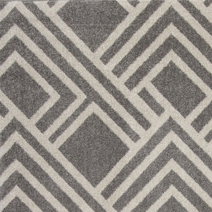 2' X 4' Gray Geometric Indoor Outdoor Area Rug