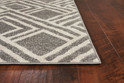 2' X 4' Gray Geometric Indoor Outdoor Area Rug