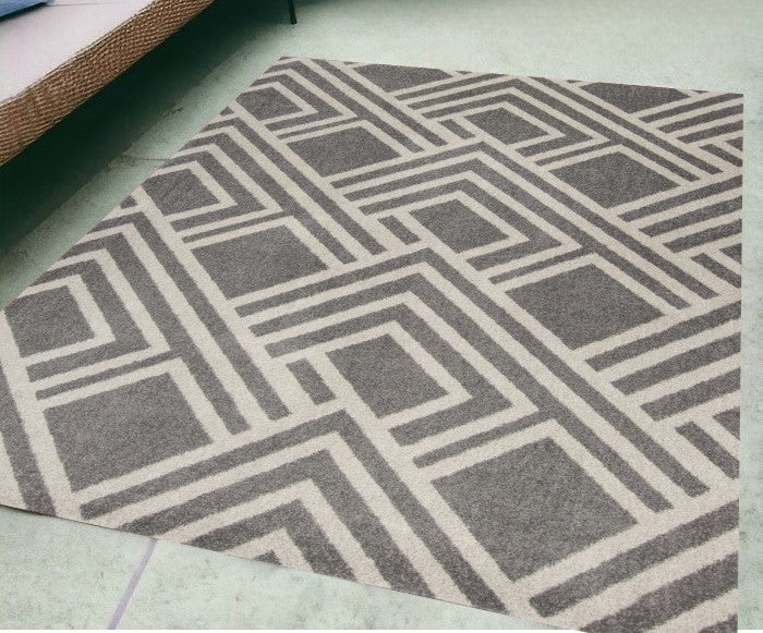 3' X 5' Gray Striped Indoor Outdoor Area Rug